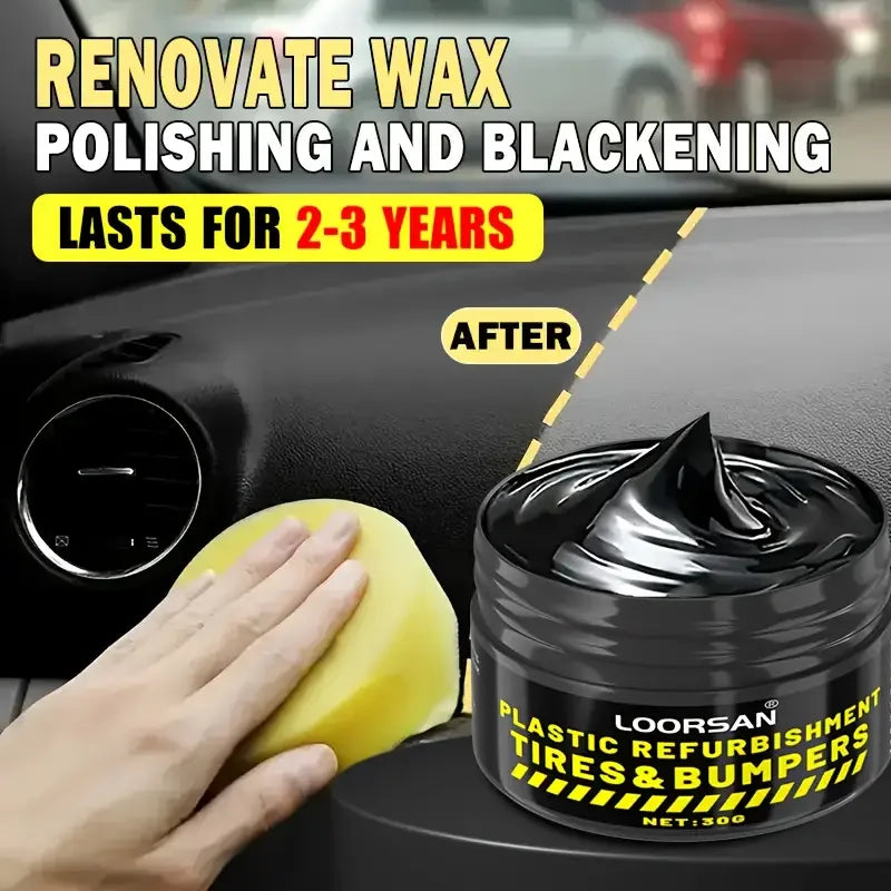 Car Interior & Tire Shine Wax - Restores Blackness & Long-Term Protection