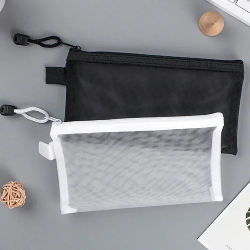 Transparent Nylon Mesh File Bag for A4 A5 A6 Documents & Stationery