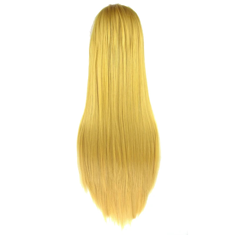 Long Synthetic Cosplay Wig - Straight Blonde Costume Hair for Anime & Characters