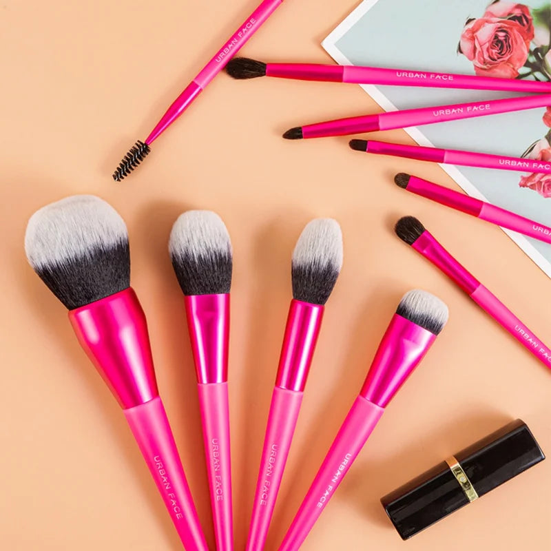 Set of 10 Makeup Brushes for Foundation Eyeshadow Lip & Eyeliner Application