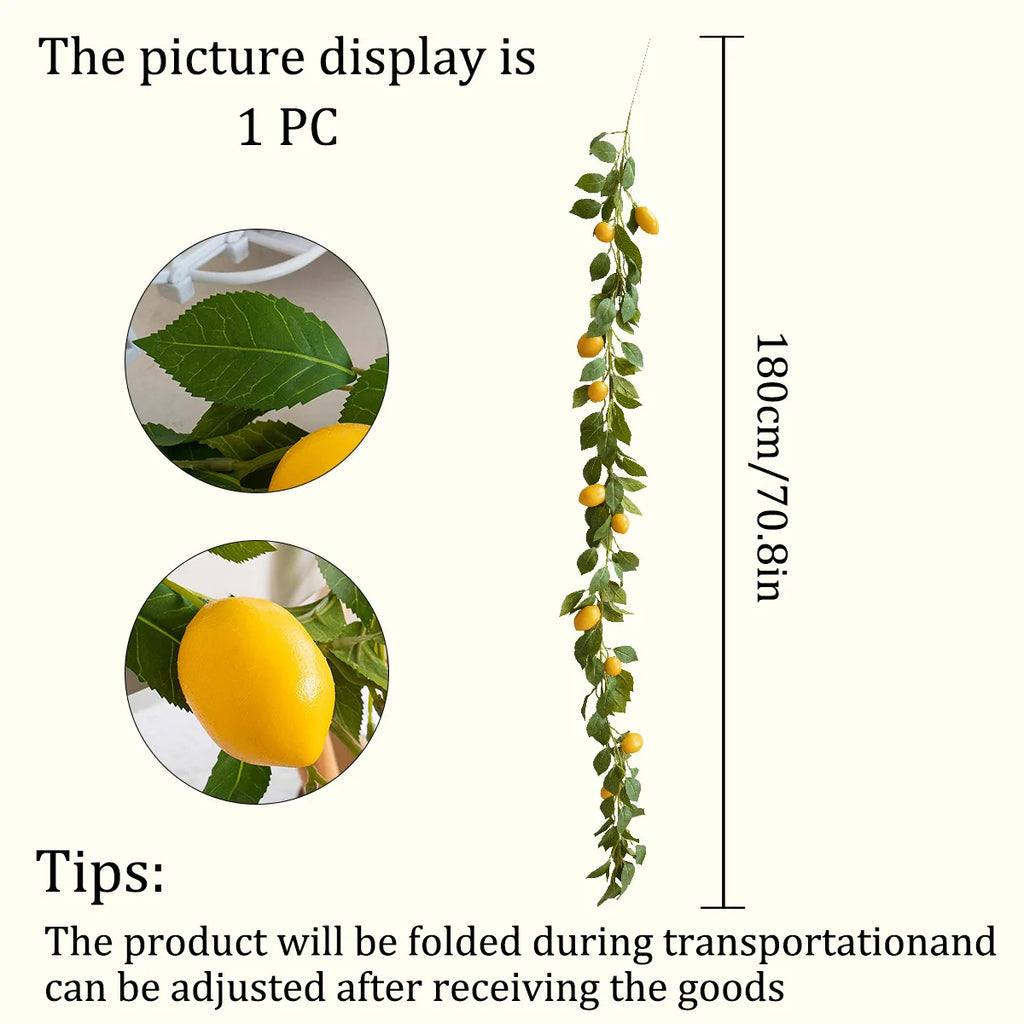 Artificial Lemon Wreath with Green Plants for Home Door Wall Decor - Wedding Party