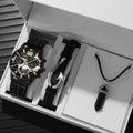 Men's Fashion Quartz Watch Set with Leather Strap and Calendar - Multiple Colors