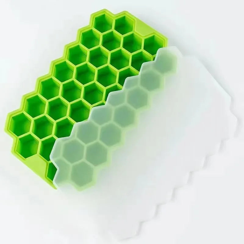 37 Grids Silicone Ice Cube Mold with Lids Honeycomb Shape Reusable Food-Grade BPA-Free