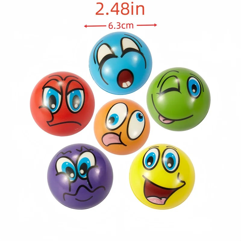 12-Pack Soft Stress Balls - Funny Expression PU Foam Squeeze Toys for Wrist Exercise and Anxiety Relief