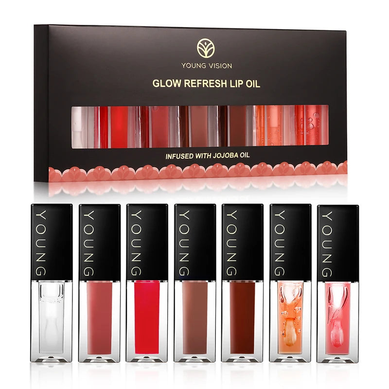 Moisturizing Lip Oil Set - Plumping Tinted Lip Gloss 7 Colors
