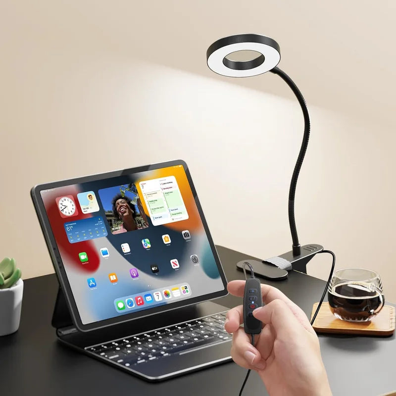 LED Clip-On Magnifying Desk Lamp 5X Magnifier Dimmable Adjustable Light