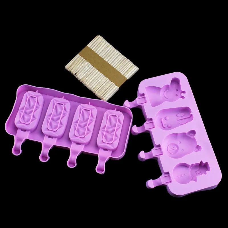 Silicone Ice Pop Mold Set - DIY Frozen Dessert & Cheese Stick Molds
