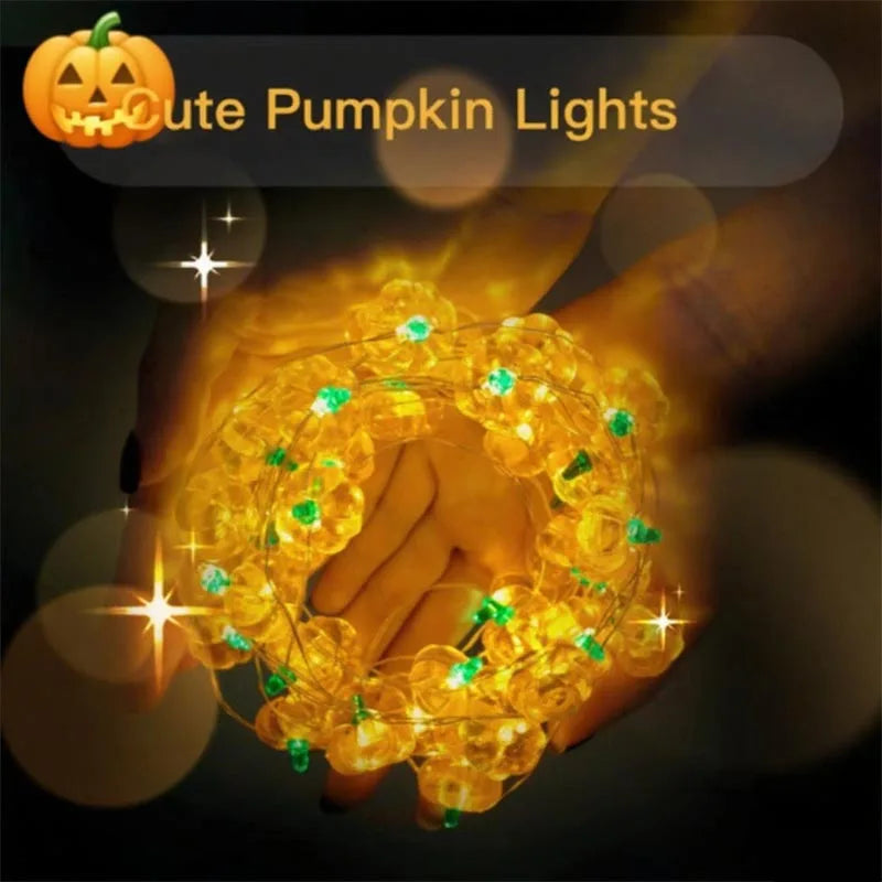 Pumpkin LED String Lights 1M 10 Bulbs Halloween Party Decor for Home & Garden