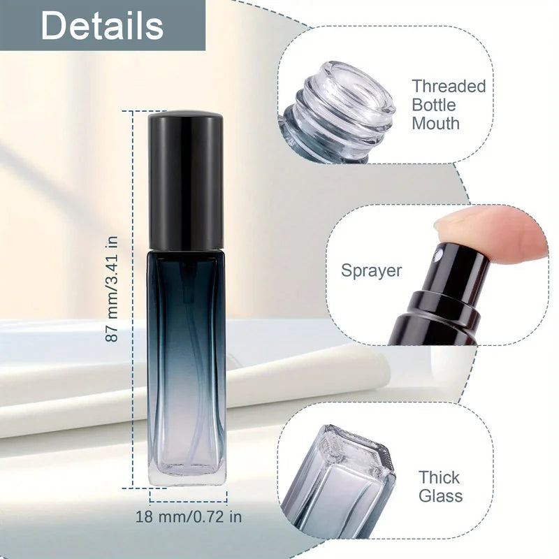 8ml Gradient Glass Perfume Atomizer Set - Leak-Proof Travel Bottles with Accessories