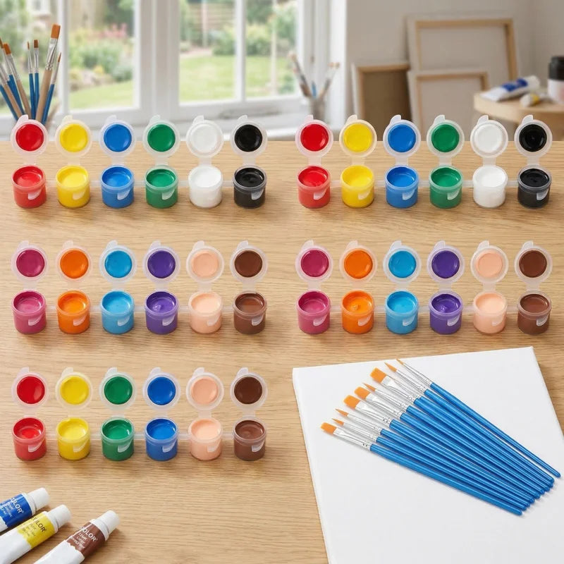 12-Color Waterproof Acrylic Paint Set for DIY Art Crafts Canvas & Graffiti