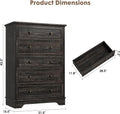 Farmhouse 5-Drawer Dresser Tall Cabinet for Bedroom Living Room Hallway Storage