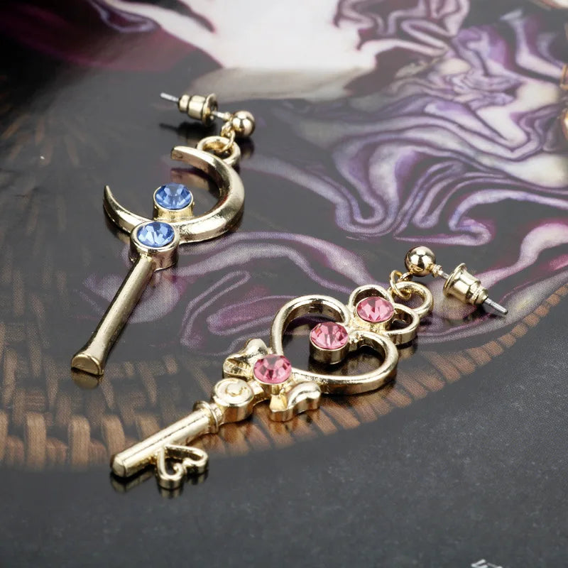 Asymmetrical Moon Heart Earrings for Girls - Birthday & Daily Accessories