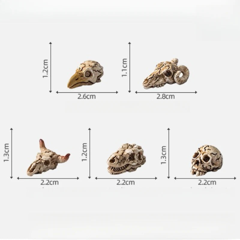 Mini Halloween Crow Animal Skull Ghost Ornaments - 3 Pack for Home & Party Decor
