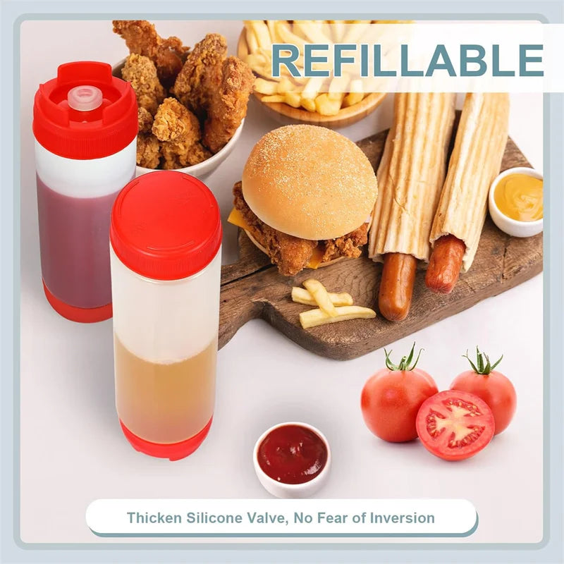 Leak-Proof 500ML Inverted Squeeze Bottle for Sauces and Condiments - Hanging Style