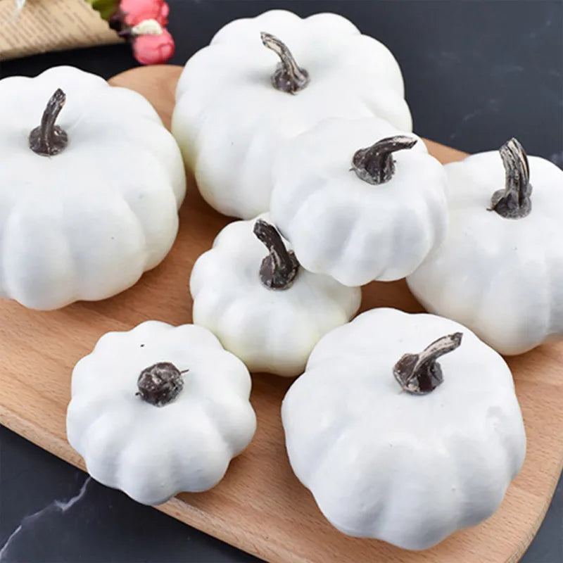 7-Piece Artificial Pumpkin Decor Set for Fall and Halloween Indoor Holiday Decorations