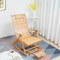 Heavy Duty Folding Bamboo Rocking Chair Indoor Outdoor Lounge Sun Lounger