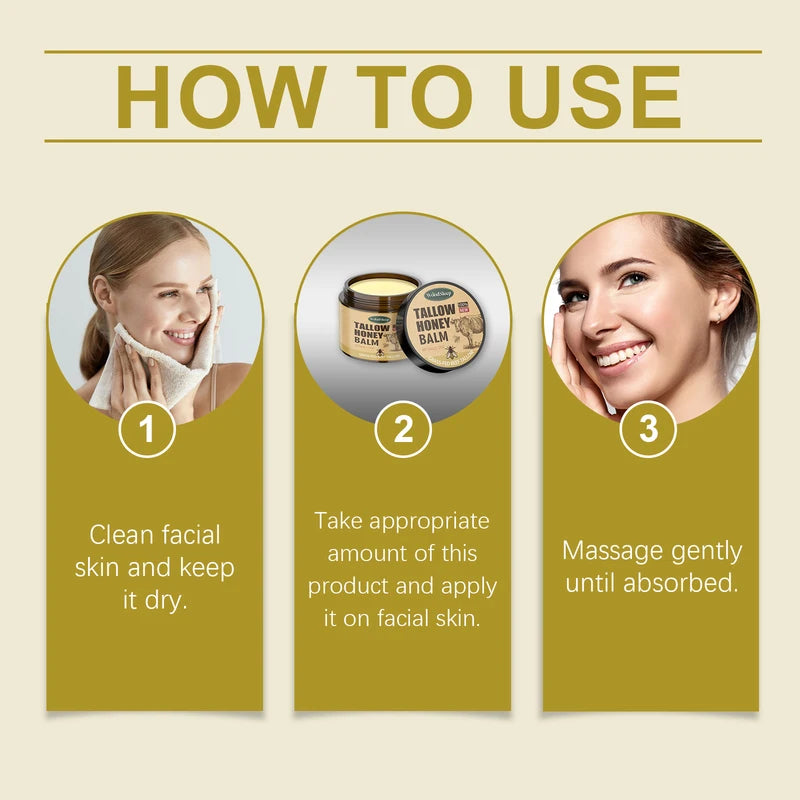 Organic Beef Tallow & Honey Face & Body Moisturizer Cream - Fast Absorption