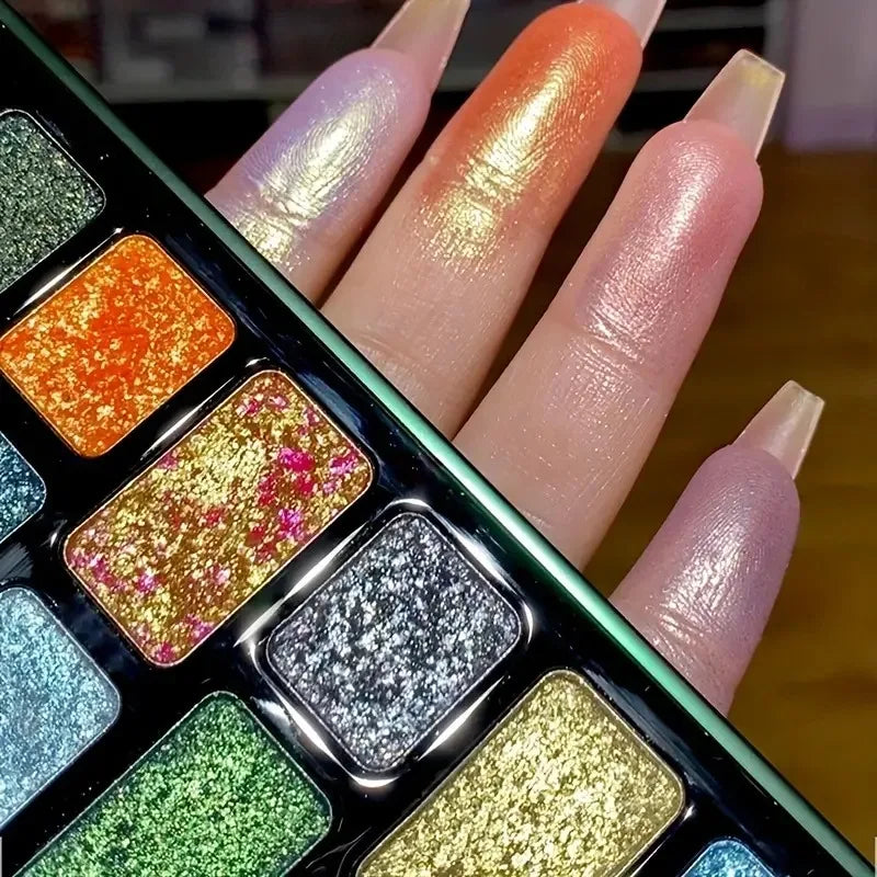 16-Color Pearl Eyeshadow Palette - High Pigment, Multicolor, Create Dramatic Looks