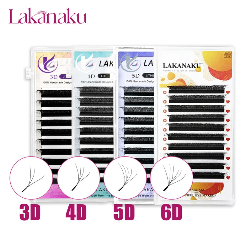 False Eyelash Extensions 3D 4D 5D 6D 7D 8D Volume Lashes - Assorted Colors & Curl Options
