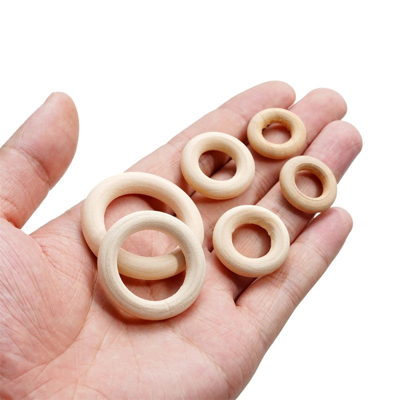 Natural Wooden Bead Rings for Jewelry Making - 3-20Pcs, 20-70mm