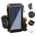 10,000mAh Solar Power Bank with Dual USB & Type C, Flashlight & Compass