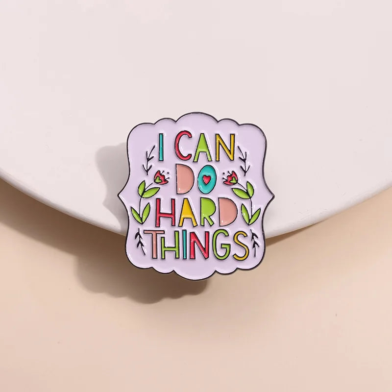 Geometric Humorous Phrase Enamel Pins Set - Custom Funny Quotes Metal Brooches for Bags & Clothing