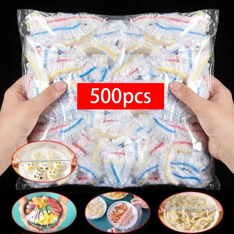 Disposable Food Cover Set 500 Pcs Plastic Food Wrap Food Container Lids