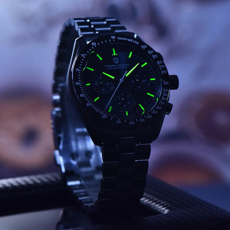 Luxury Men's Quartz Watch with Chronograph and 100M Waterproof - Sports Speed Model