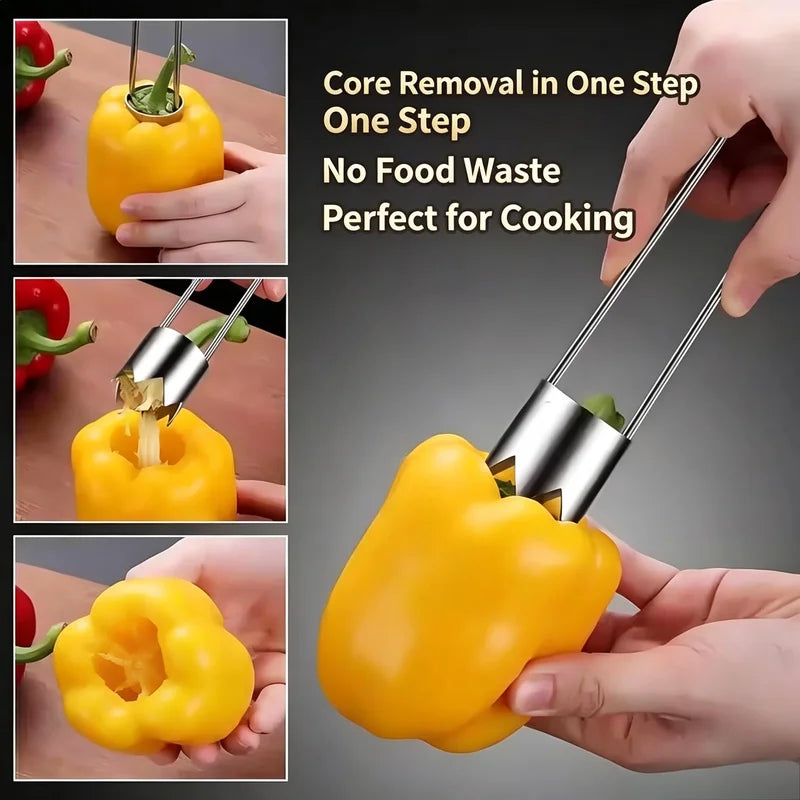Portable Stainless Steel Fruit Core Remover for Pears and Apples - Sharp Serrated Cutter