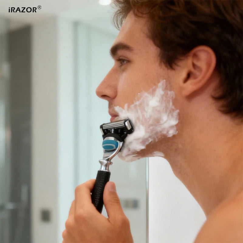 Manual Safety Razor for Men - 5-Blade Fusion Compatible Shaver Black Handle