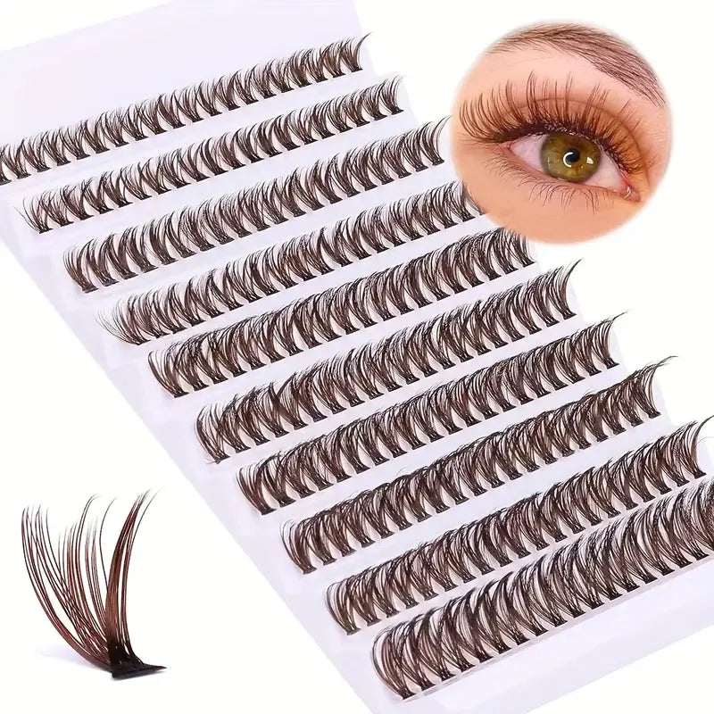 Brown Eyelash Clusters 8-16mm Natural Look Fake Eyelash Extensions DIY Makeup