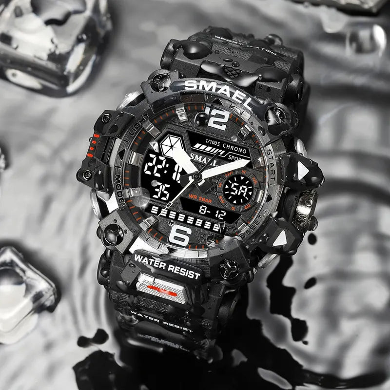 Men's Digital Sports Watch Waterproof Dual Display Quartz Military Watch