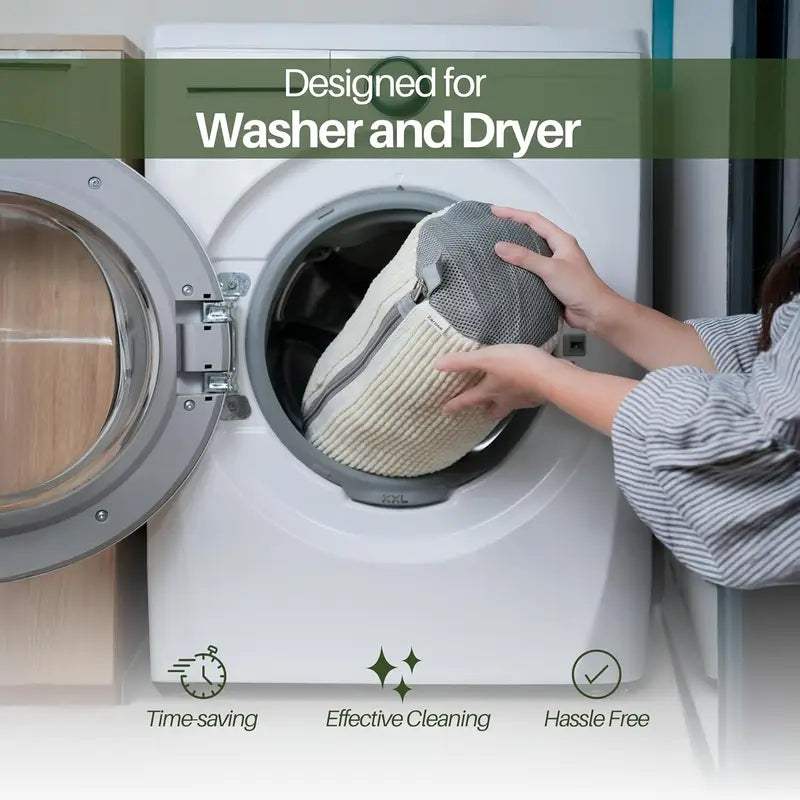 Laundry Shoe Washing Bag Padded Organizer - Reusable Fluffy Fiber Protectors