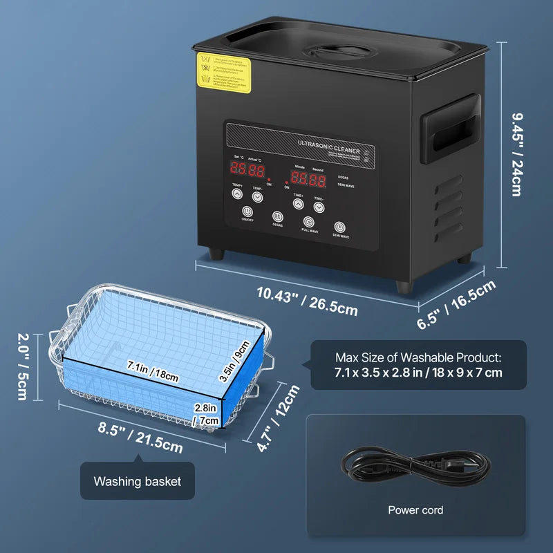 Ultrasonic Cleaner 2L-15L Portable Dishwasher for Home & Jewelry Cleaning
