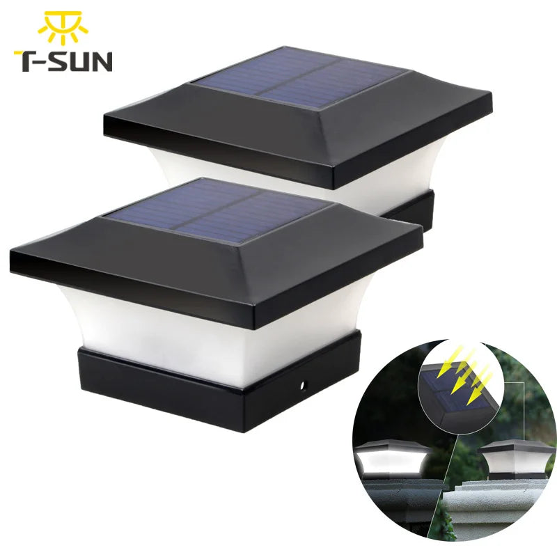 Outdoor Solar Fence Lights 2 Pack IP65 Garden Wall Pathway Lamps