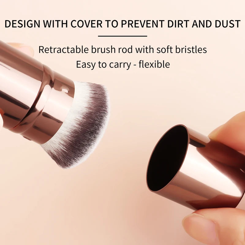 Retractable Blush & Foundation Makeup Brush - Soft Fluffy Kabuki Powder Contour Tool