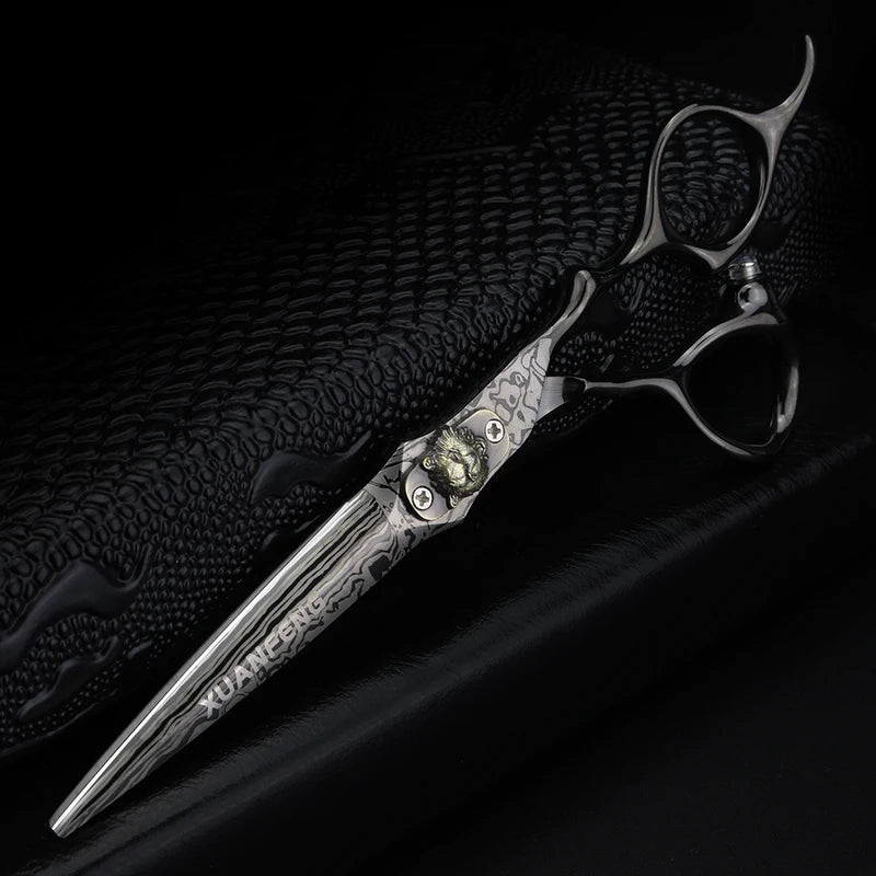6-Inch Damascus Barber Scissors for Hair Cutting & Thinning - Professional Styling Tools