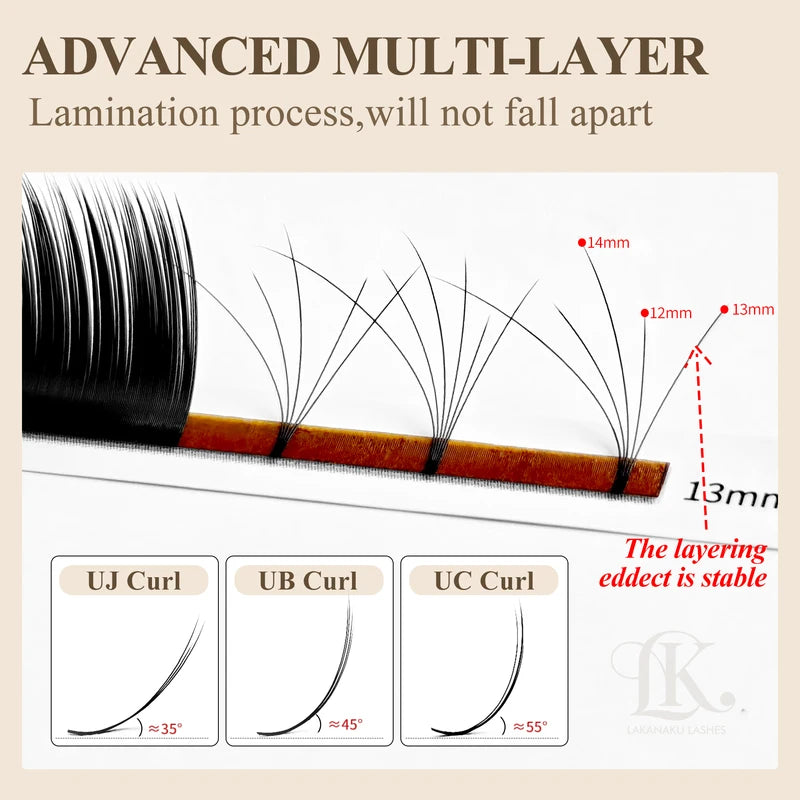 Russian Volume Eyelash Extensions Fluffy Fans with Adhesive - Premade Lash Fans
