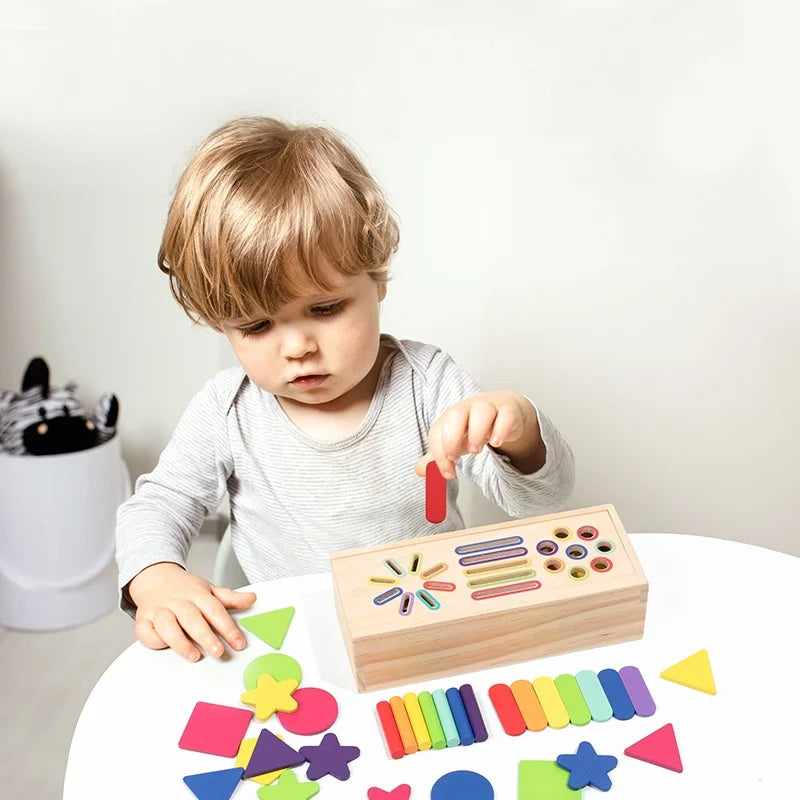 Wooden Shape Sorting Toy for Preschool - Educational Geometric Blocks Set