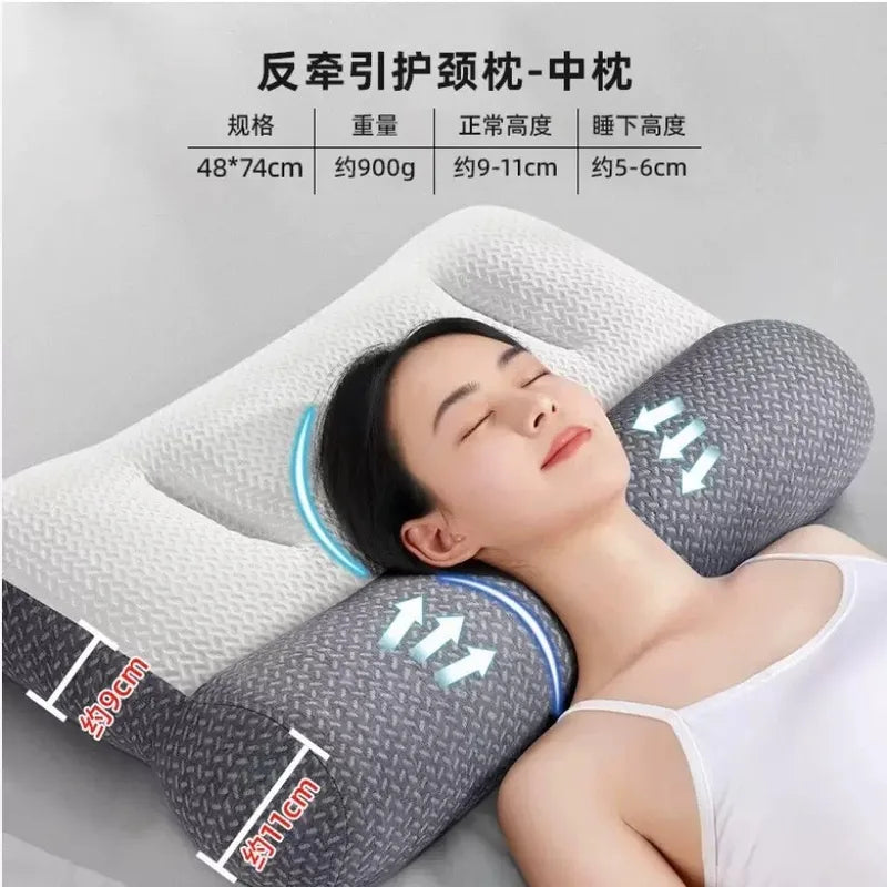 Reverse Traction Pillow for Neck Support - Soybean Fiber Cervical Pillow
