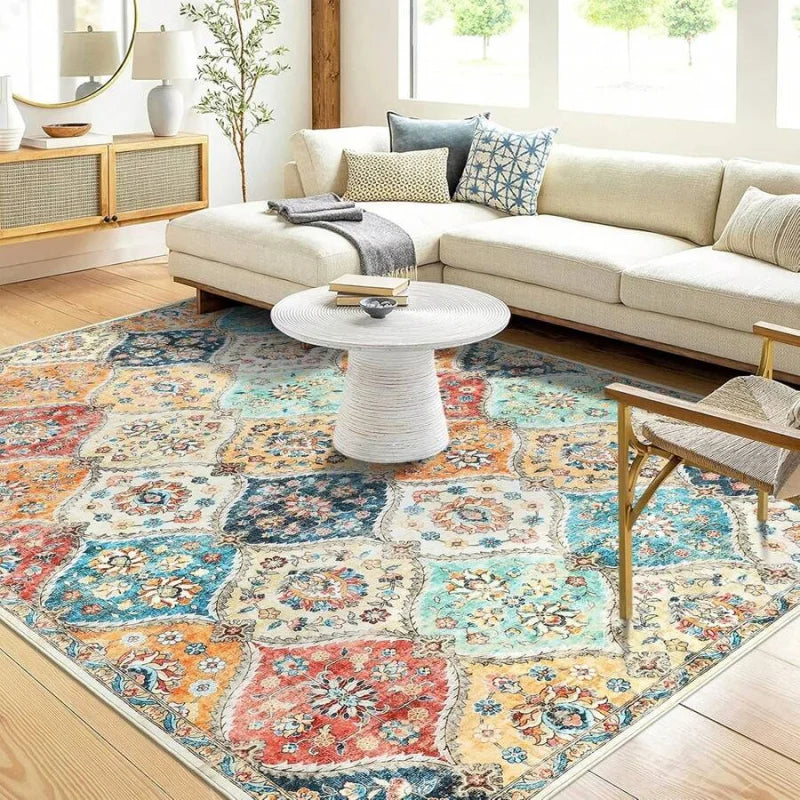 Bohemian Moroccan Style Area Rug Non-Slip Soft Carpet for Living Room Bedroom Home Decor