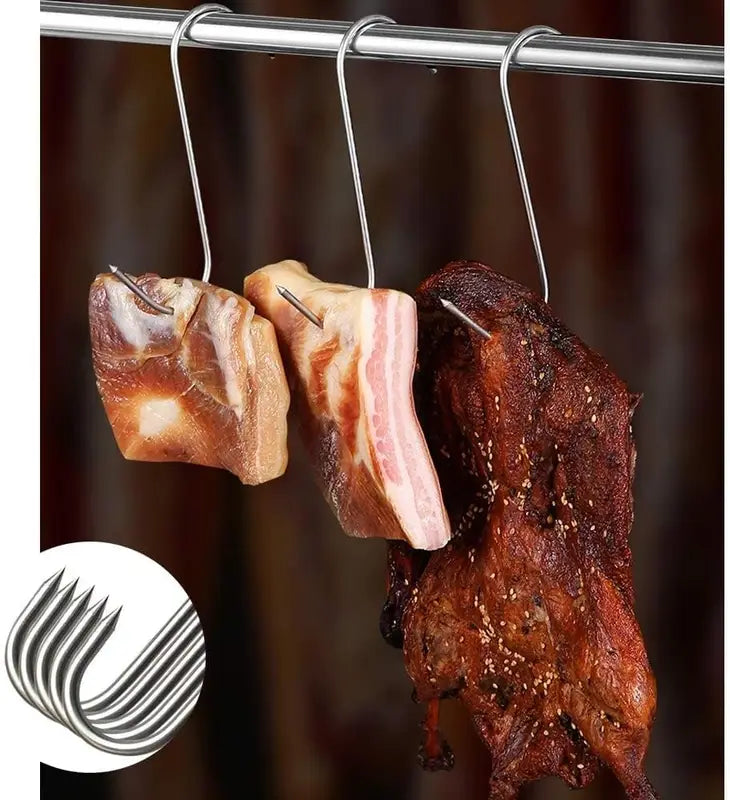 Stainless Steel S Hooks for Kitchen, Meat, and Household Use - Food Safe, Durable, Pack of 10 or 20