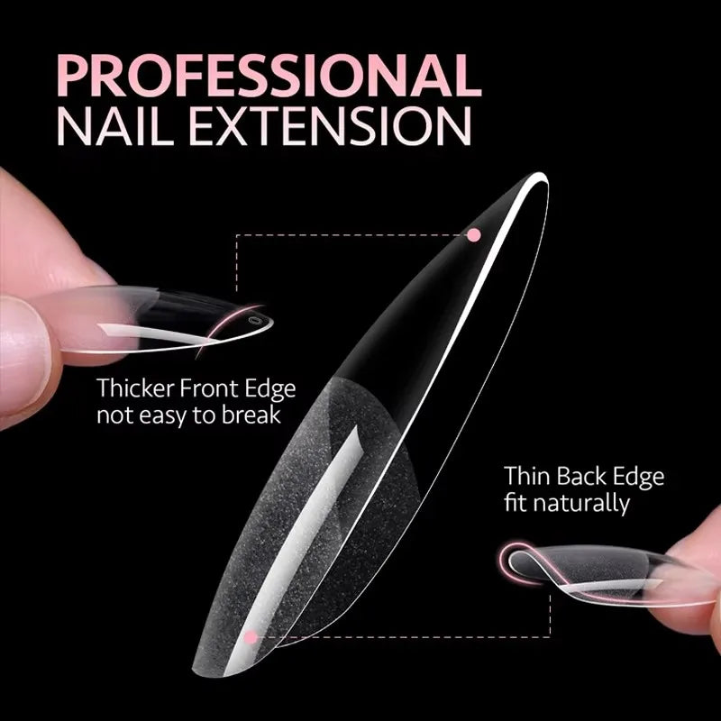 120-Piece Long Almond-Shaped False Nail Set with Semi-Matte Glue-On Tips for DIY Nail Art