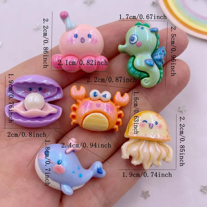 12pcs Colorful Resin Ocean Animal Figurines for Scrapbooking & Crafts
