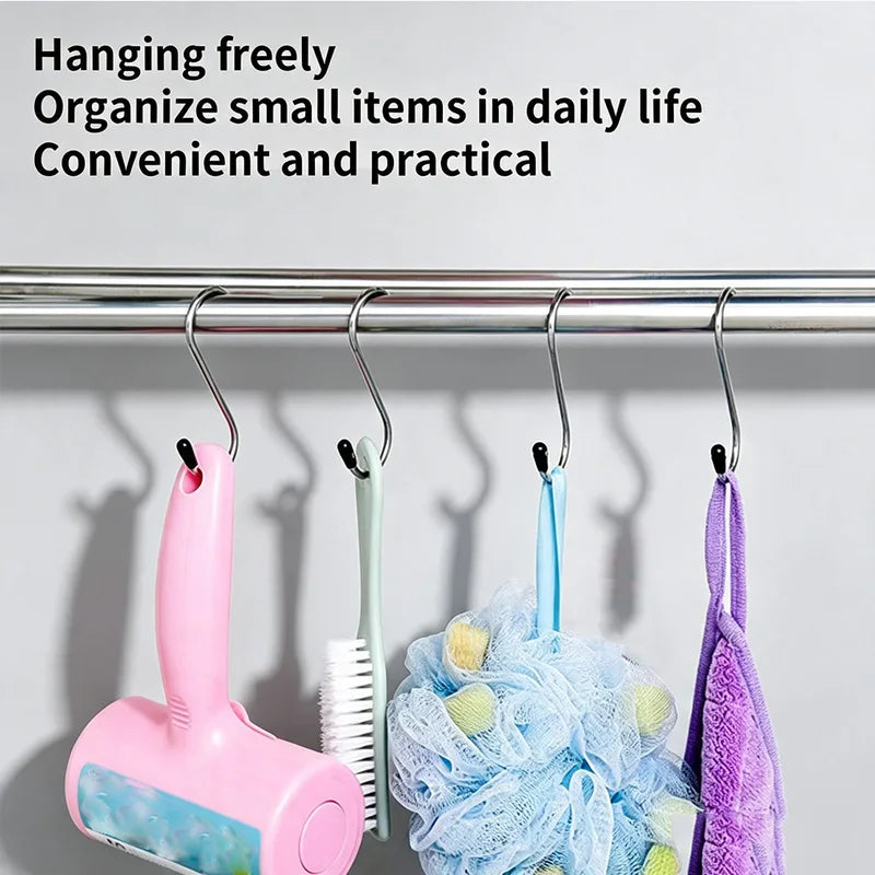 Multifunctional S-Shaped Stainless Steel Wall Hooks for Kitchen Bathroom Bedroom Storage