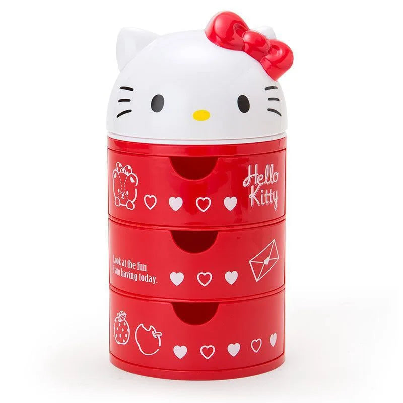 Cute Cat Makeup & Jewelry Organizer - 3-Layer Drawer Storage Box, Kawaii Style