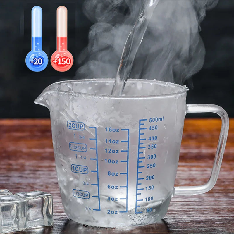 250/500ml Glass Measuring Cup with Lid - High-Temperature Microwave Safe