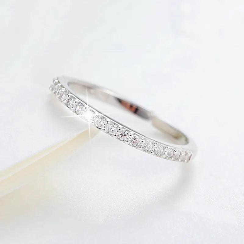 Sterling Silver Zircon Ring for Women - Luxury Designer Jewelry, Single Row