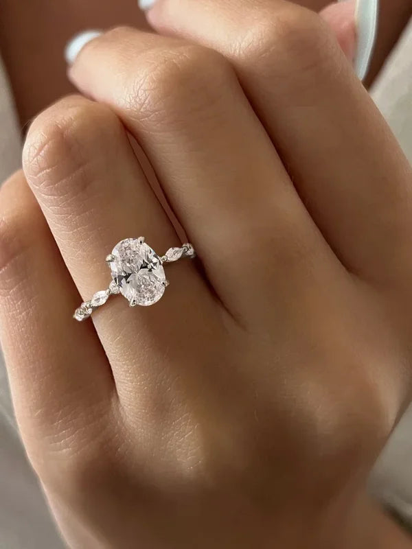 925 Sterling Silver Zircon Fashionable Ring for Women Engagement Wedding Jewelry