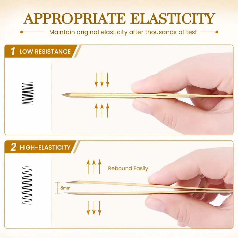 Eyelash Extension Tweezers Fiber Tip Gold Stainless Steel Lash Pickup Tool